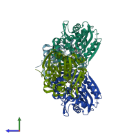 PDB entry 5tnj coloured by chain, side view.