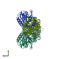 PDB entry 5tnl coloured by chain, side view.