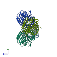 PDB entry 5tnn coloured by chain, side view.