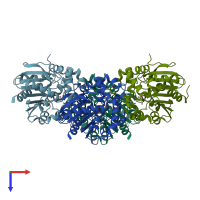 PDB entry 5tnn coloured by chain, top view.