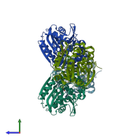 PDB entry 5tnp coloured by chain, side view.