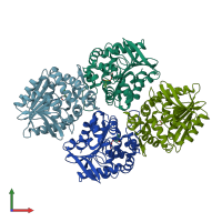 PDB entry 5tnq coloured by chain, front view.