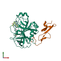 PDB entry 5tnt coloured by chain, front view.