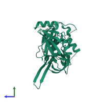 PDB entry 5tny coloured by chain, side view.