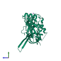 PDB entry 5tnz coloured by chain, side view.