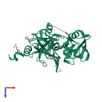 PDB entry 5tnz coloured by chain, top view.