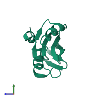 PDB entry 5to4 coloured by chain, side view.