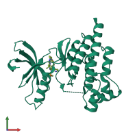 PDB entry 5to8 coloured by chain, front view.