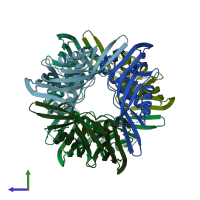 PDB entry 5tod coloured by chain, side view.