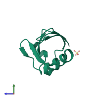 PDB entry 5tof coloured by chain, side view.