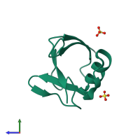 PDB entry 5tog coloured by chain, side view.