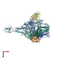 PDB entry 5toj coloured by chain, top view.