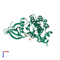 PDB entry 5toz coloured by chain, top view.