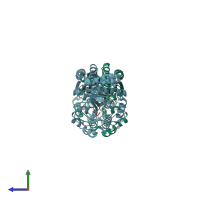 PDB entry 5tp4 coloured by chain, side view.