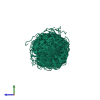 PDB entry 5tp5 coloured by chain, ensemble of 20 models, side view.