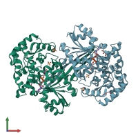 PDB entry 5tpr coloured by chain, front view.