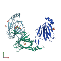 PDB entry 5tpv coloured by chain, front view.