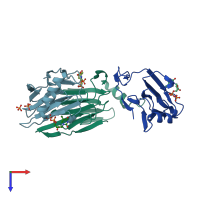 PDB entry 5tpv coloured by chain, top view.
