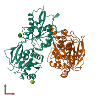 PDB entry 5tpz coloured by chain, front view.