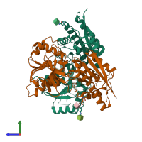 PDB entry 5tpz coloured by chain, side view.