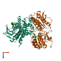 PDB entry 5tpz coloured by chain, top view.