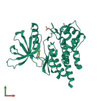 PDB entry 5tq4 coloured by chain, front view.