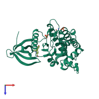 PDB entry 5tq4 coloured by chain, top view.