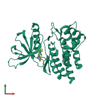 PDB entry 5tq8 coloured by chain, front view.