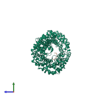 PDB entry 5tqc coloured by chain, side view.