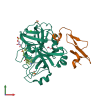 PDB entry 5tqe coloured by chain, front view.