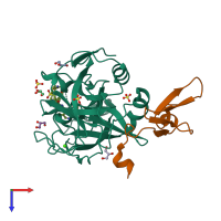 PDB entry 5tqg coloured by chain, top view.