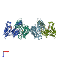 PDB entry 5tqh coloured by chain, top view.