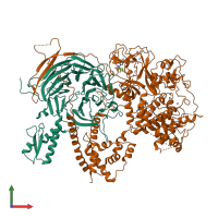 PDB entry 5tqr coloured by chain, front view.
