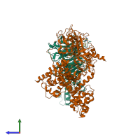 PDB entry 5tqr coloured by chain, side view.