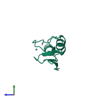 PDB entry 5trb coloured by chain, side view.