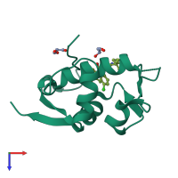 Monomeric assembly 2 of PDB entry 5trf coloured by chemically distinct molecules, top view.