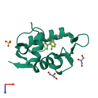 Monomeric assembly 3 of PDB entry 5trf coloured by chemically distinct molecules, top view.