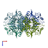 PDB entry 5trx coloured by chain, top view.