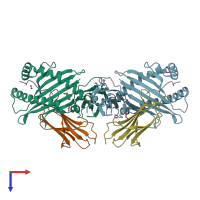 PDB entry 5trz coloured by chain, top view.