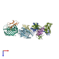 PDB entry 5ts1 coloured by chain, top view.