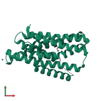 PDB entry 5tsa coloured by chain, front view.