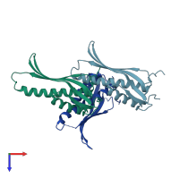 PDB entry 5tse coloured by chain, top view.