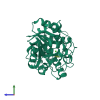 PDB entry 5tsq coloured by chain, side view.