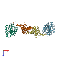 PDB entry 5tsr coloured by chain, top view.