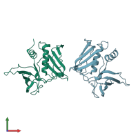 PDB entry 5tss coloured by chain, front view.