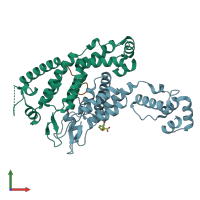 PDB entry 5tsv coloured by chain, front view.