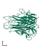 Homo trimeric assembly 2 of PDB entry 5tsw coloured by chemically distinct molecules, front view.