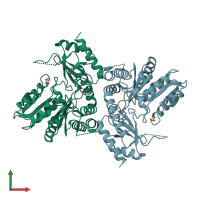 PDB entry 5tt2 coloured by chain, front view.