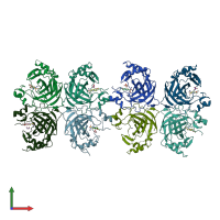 PDB entry 5tt3 coloured by chain, front view.