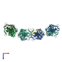 PDB entry 5tt3 coloured by chain, top view.